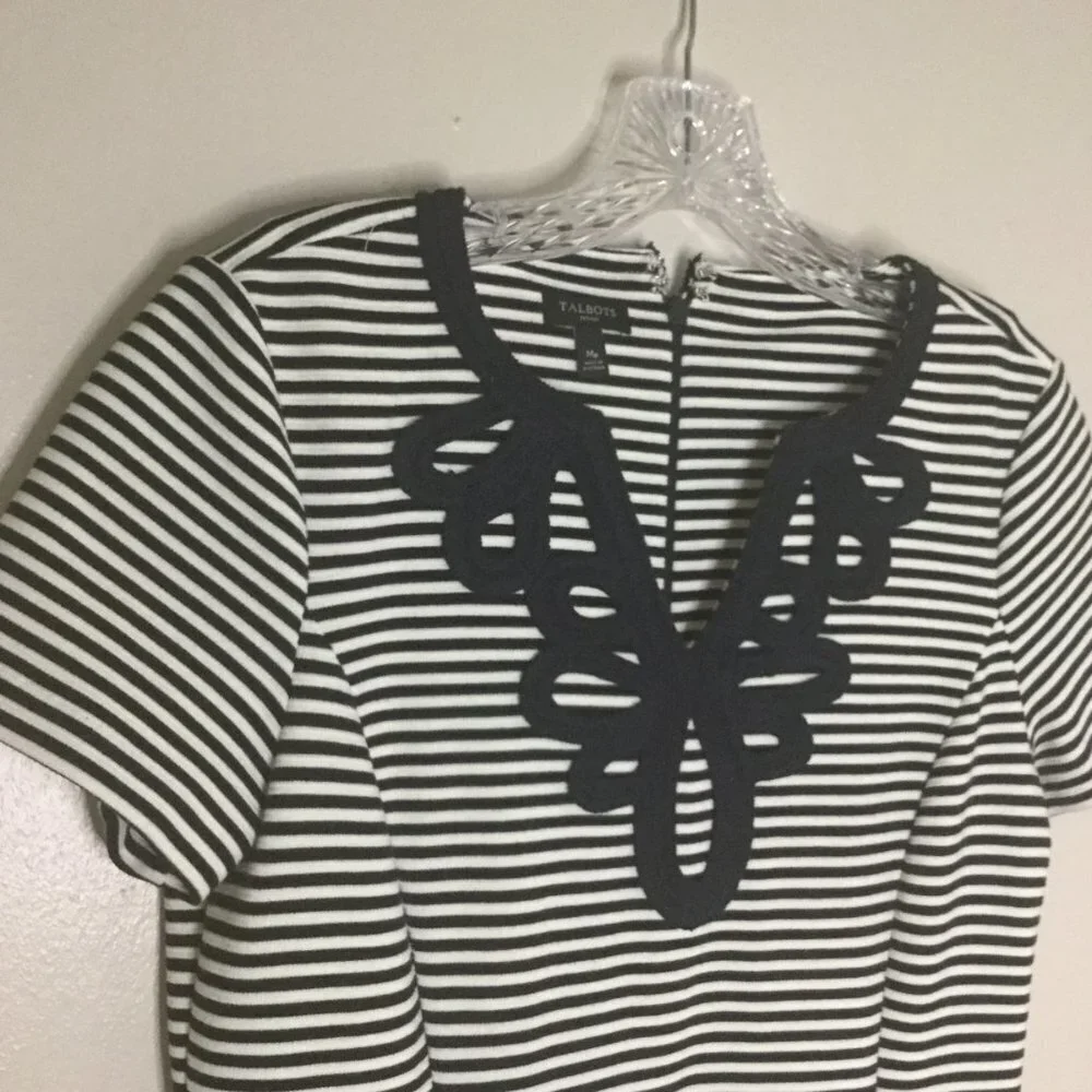 Talbots Navy & White Striped Embellished Dress - Picture 4 of 8